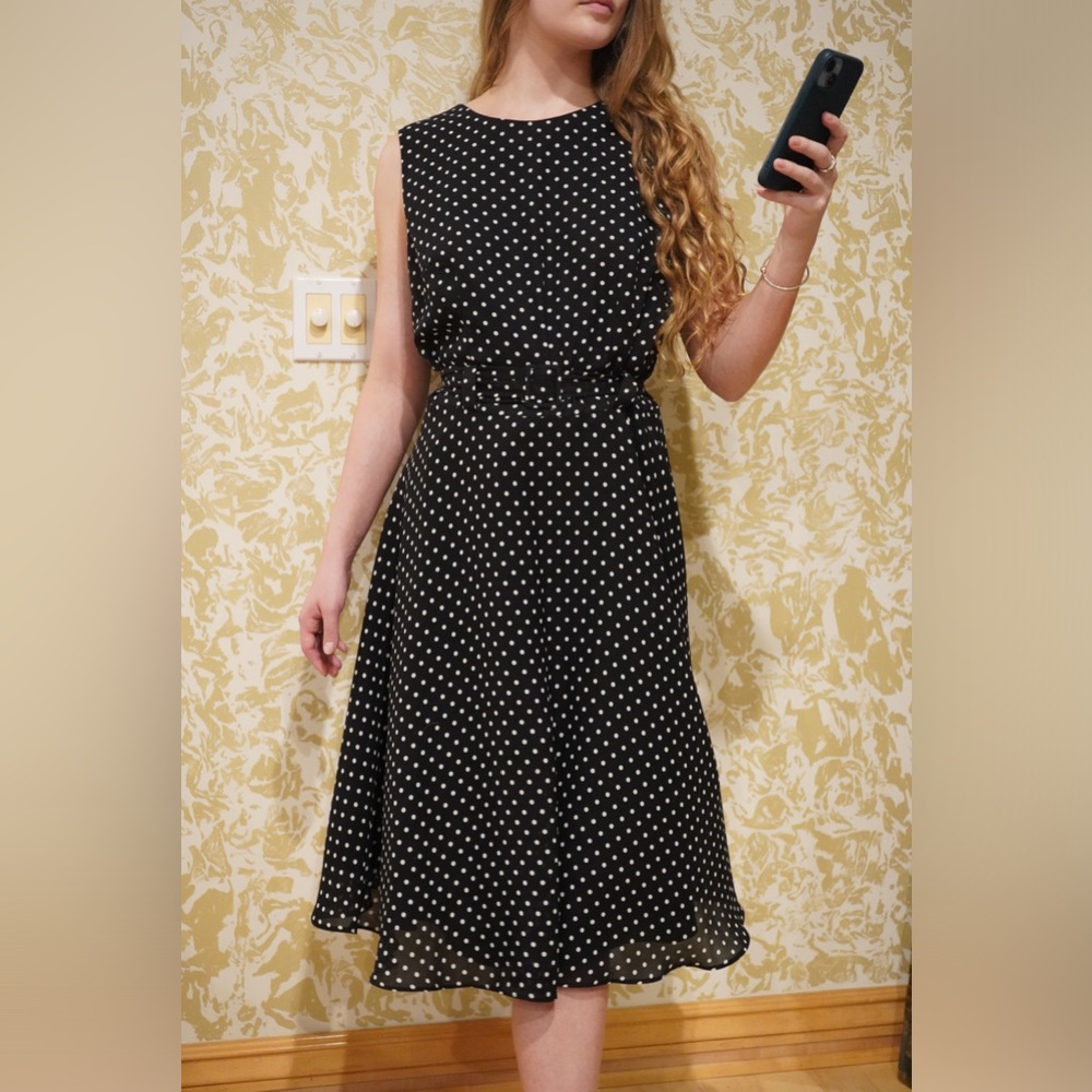 Vintage Pretty Woman Derby Inspired Belted Polka Dot Dress — 90’s does 1950’s - Picture 5 of 9